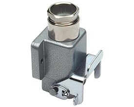 Procon multistik sokkelhus A3/A4/A5 i aluminium med M20 udgang og en metalspænde på siden, isoleret på hvid baggrund.