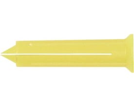 Schneider Electric Clipsplug TCP1-100 gul set fra siden med spids ende, lang slids og bred krave.