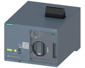Siemens motoroperatør 3VA9 til 3VA2 støbte afbrydere, med et gråt kabinet og tydelige knapper til on/off og reset-funktioner.