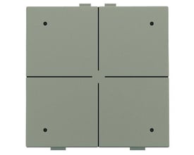 Top view af Niko 4-tryk med fire knapper, vist i bronze, med små monteringsdetaljer synlige.