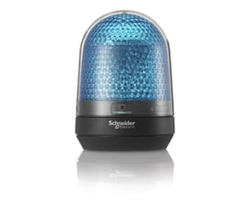 Schneider Electric XVR3 blå signallampe Ø100 mm LED, 48 VDC med gummi base og indbygget display til indstillinger.