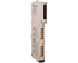 Schneider Electric Advantys STB modul kit med 4 digitale 24VDC indgange og skrue-/fjederklemmer, vist på hvid baggrund.