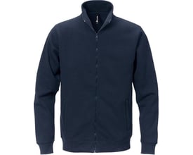 Kansas sweatshirt 122215 til herre i mørk marine, størrelse L, med lynlås og påsat krave.