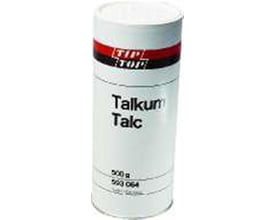 REMA TIP TOP talkumpulver til lapning i en hvid, cylindrisk beholder med rød og sort stribe, 500 g.