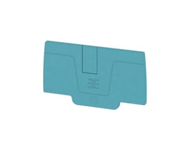 Weidmüller endeplade AEP 2C 6 BL i blå, viser den karakteristiske form og logo for 6mm² PUSH IN terminalblokke.