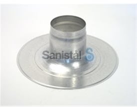 Vaillant inddækningskrave til fladt tag i metal, vist med et vandmærke fra Sanistål S på den brede flade.