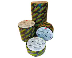 Tre ruller af selvklæbende blygråt FLASHBAND reparationsbånd fra Dana Lim, vist med brugsanvisninger.