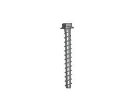 Expandet Multi-M betonbolt på 14 x 150 mm med synligt gevind, flange og sekskanthoved.