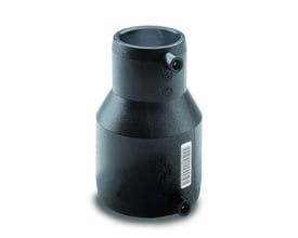 Sort el-reduktion til rør med dimensionerne 200 mm og 160 mm, SDR11 og PN16 bar.