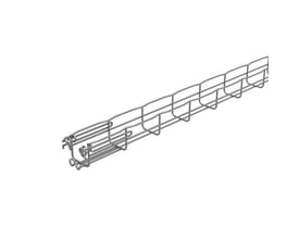 Detaljeret visning af enden på Legrand gitterbakke FC 54/50-HR, der viser dens hurtige samlingsmekanisme.