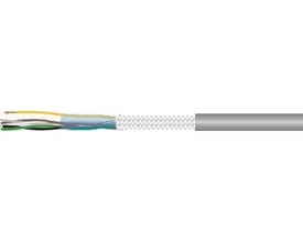 Multikabel 2X0,14 LIYCY-O TR med grå PVC-kappe, polyesterfolie og fortinnet kobberflet skærm.