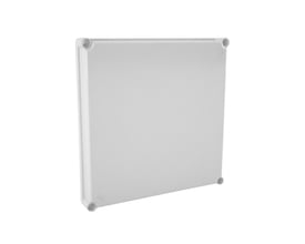 Gråt Uriarte TO44 låg i PE-materiale, måler 360 x 360 x 45 mm, vist med fire afrundede hjørner.