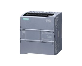 Siemens SIMATIC S7-1200 PLC modul CPU 1212C med 8 digitale indgange og 6 digitale udgange på hvid baggrund.