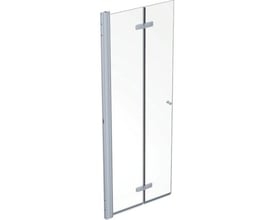 Ifö Showerama foldedør på 700x2000 mm med sølvfarvede aluminiumsprofiler og klart glas.