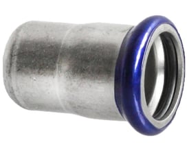 Unico slutmuffe i rustfri/syrefast stål til 76,1mm rør, med blå EPDM O-ring til pressystemer.