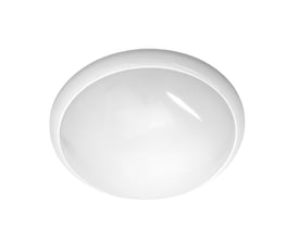 Hvid, rund Scan Products Clara LED-plafond uden sensor med glat, buet skærm, 16 W og varmt, hvidt lys på 3000 K.