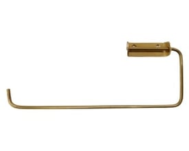 Elegant køkkenrulleholder i poleret messing med en længde på 230 mm, ideel til køkken eller badeværelse.