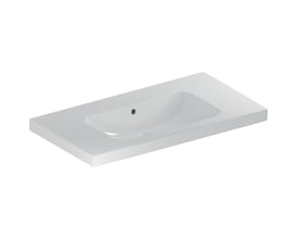 Geberit iCon Light håndvask i hvid porcelæn, 900 x 480 mm, med KeraTect overflade og overløb, uden hanehul.