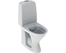Ifö Spira Rimfree toilet i hvid, en komplet illustration af toilettets design og form.