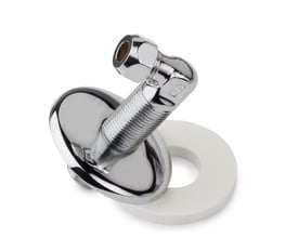 Roth Quickbox vinkel med 1/2" gevind og 10 mm tilslutning, vist med en hvid pakning.