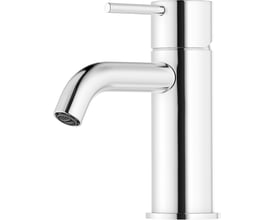 Mora Inxx II Soft Small håndvaskarmatur i skinnende krom med 106 mm fremspring og enkeltgrebsbetjening på hvid baggrund.