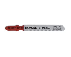 Ironside T118G stiksavklinge i BIM set tættere på, med rødt skaft og markering af 32 TPI på klingen.