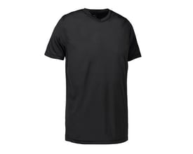 ID Identity T-shirt Yes i sort til børn med V-hals, vist forfra på hvid baggrund.