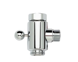 Damixa omskifter til svingtud i forkromet finish med greb, viser 1/2" studs og omløber til tilslutning.