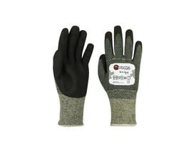 Tranemo Workwear flammehæmmende ARC-handsker Eureka 15-4 Heat i str. 11, vist fra håndflade- og håndrygssiden.