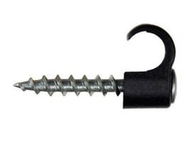 Schneider Electric Skrueclips TCS-C3 i sort plast med galvaniseret skrue til runde kabler, C3 korrosionsklasse.