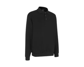 ID Identity GAME polosweatshirt i sort, størrelse XL, med polokrave og tre knapper.