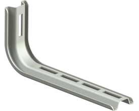 Legrand Konsol CS 200-G til gitterbakker CF 30 og CF 54, vist i grå metal med monteringshuller på hvid baggrund.