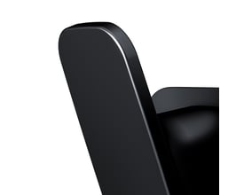 Nærbillede af AM.PM Inspire V2.0 dobbelt håndklædekrog i mat sort, viser den glatte overflade og afrundede kanter.