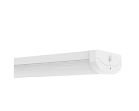 Hvidt Ledvance Linear Surface overfladearmatur på 600 mm med lang opal lysflade og synlig endekappe, IP44 og Zigbee.