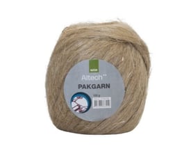 Altech pakgarn 100 gram rulle af naturhørtråde til tætte gevindsamlinger på hvid baggrund.