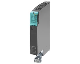 Siemens SINAMICS S120 single motor modul, Booksize D-type med grøn og sort front og mærkater, viser DC 600V input og 3AC 400V output.