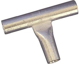 T-stik fra Intercable Tools i R-serien til 300 mm² kabel, med tre metalender samlet i en T-form.