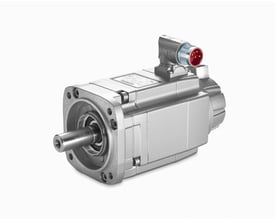 Siemens SIMOTICS S Synkron motor 1FK7-CT med naturlig køling, 0,5 kW effekt og flange 1. Synlig drive-cliq tilslutning og aksel med nøgle.
