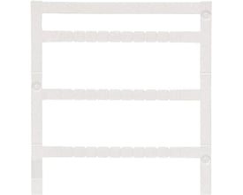 Weidmüller Klemmemærke MF-W 5/5 mini MC, blank hvid, viser flere rækker med individuelle blanke mærker i en ramme på hvid baggrund.