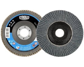 To Tyrolit PREMIUM lamelskiver, en forfra og en set fra siden, til stål og inox, 125 x 22,23 mm.