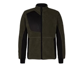 FE Engel X-treme fiberjakke i grøn og sort, str. 2XL, med lynlås foran og sorte detaljer i siden og på ærmerne.