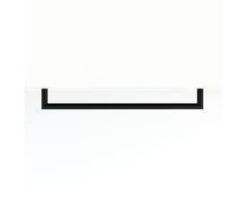 Minimalistisk sort rund håndklædestang fra Metallbude Vana-serien, vist horisontalt på en ren, hvid baggrund.