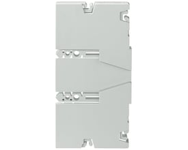 Siemens 5ST2134 endeplade til terminaldæksel set forfra med to grå pladeflader og udskæringer til montering.