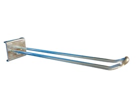 Maskinfabrikken Universal dobbelt varekrog med rund snude, 200mm lang, Ø4mm krogdiameter og metal bagplade.