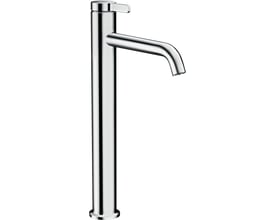 Hansgrohe AXOR etgrebsbatteri med 180 mm tud og siventil i blank krom finish, monteret på hvid baggrund.
