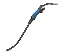 Abicor Binzel MB EVO PRO 15 LW svejseslange, 3 meter lang, gaskølet, med letvægts BIKOX® LW-kabel og ergonomisk håndtag på hvid baggrund.