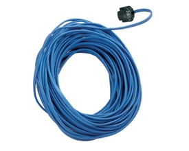 Tættere vinkel af Grundfos 30 meter kabel, der viser det blå gummikabel og det sorte stik til en SQ(E) dykpumpe.