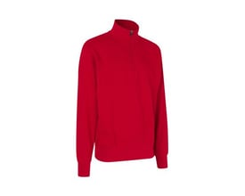ID Identity klassisk sweatshirt i kraftig rød kvalitet med høj krave og lynlås i halsen. Sweatshirten har rib ved ærmer og bund.
