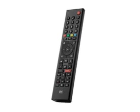 One For All URC 1915 erstatningsfjernbetjening til Grundig TV præsenteret isoleret på en hvid baggrund, uden emballage.
