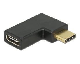 Sort DeLock USB Type-C-adapter med hunstik i huset og et vinklet hanstik, der peger mod højre.